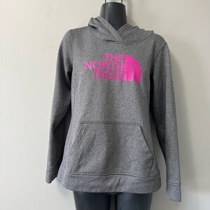 The North Face Gray and Pink Women's Hooded Sweater Small